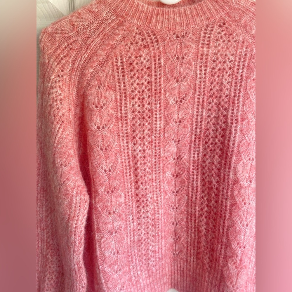 Sezane Pink Scarlett Cable Knit Jumper - light rosewood - Picture 6 of 10